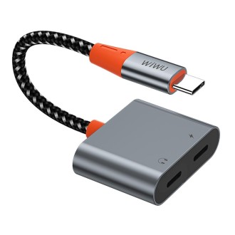 WIWU LT11 USB-C / Type-C Male to Dual USB-C / Type-C Female Audio Adapter