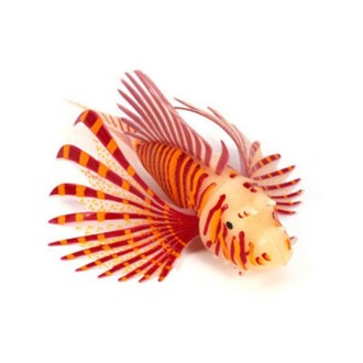 2 PCS Fish Tank Landscaping Ornament Silicone Nightlight Simulation Colorful Lion Fish(Brown)