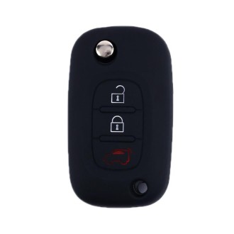 For Mercedes-Benz Smart Folding 2pcs 3 Button Silicone Key Case(Black)