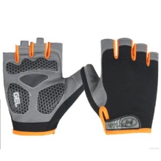 Cycling Shock Absorbing Anti-Slip Gloves Fitness Weight Lifting Training Half-finger Gloves, Size:M(Black+Orange)