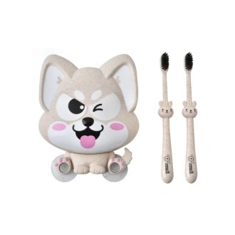 Cartoon Dog Suction Wall Toothbrush Toothpaste Shelf, Size:16x14x5cm(Beige)