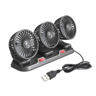 F4310 360-Degree Rotating Adjustable Car Three-Head Fan, Style:5V USB Universal