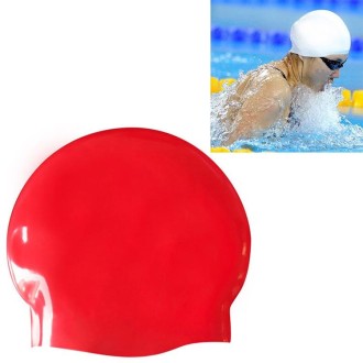 Glossy Seamless Pure Silicone High Elasticity Professional Swimming Cap(Red)