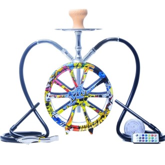 CL-01 Acrylic Double Tube Graffiti Wheel Hookah(Colorful Graffiti)