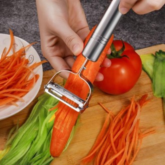 2 PCS Multifunction Stainless Steel Vegetable Peeler Double Planing Grater