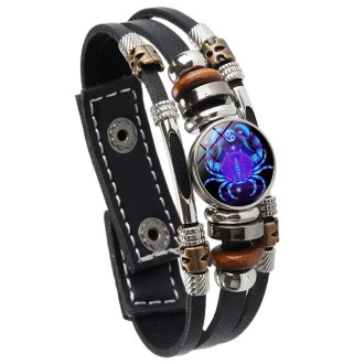 Twelve Constellations Night Light Leather Rope Bracelet Woven Beads Bracelet, Style: Cancer