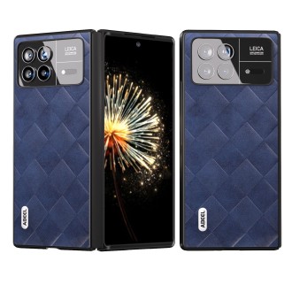 For Xiaomi Mix Fold 3 ABEEL Weave Plaid PU Phone Case(Blue)