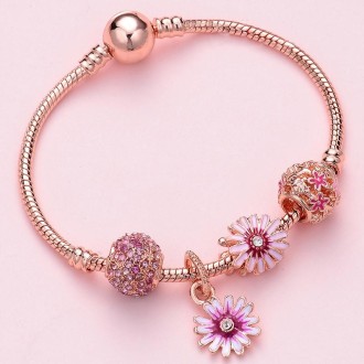 SL128 19cm Women Rose Gold Beaded Bracelet