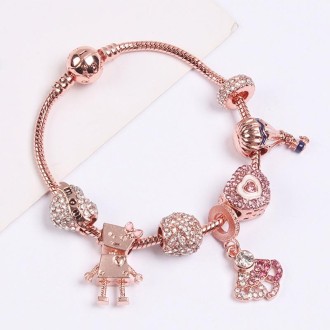 SL124 20cm Women Rose Gold Beaded Bracelet