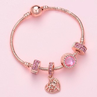 SL130 18cm Women Rose Gold Beaded Bracelet