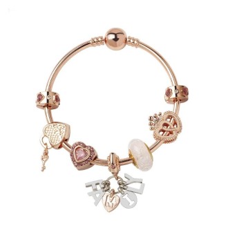 MGZ03 Rose Gold Love Heart Lock Decorative Bracelet, Length: 18cm