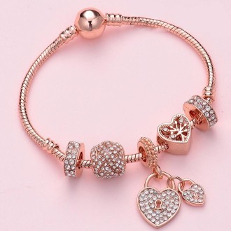 SL131 19cm Women Rose Gold Beaded Bracelet