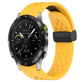For Garmin MARQ Quick Release Holes Magnetic Buckle Silicone Watch Band(Yellow)