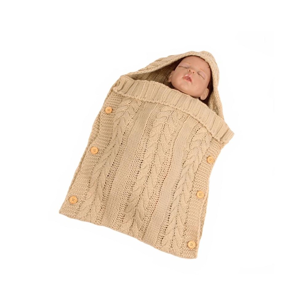 Zzsd0002 Autumn / Winter Baby Knitted Woolen Button Sleeping Bag Photography Blanket Stroller Sleeping Bag(Beige)