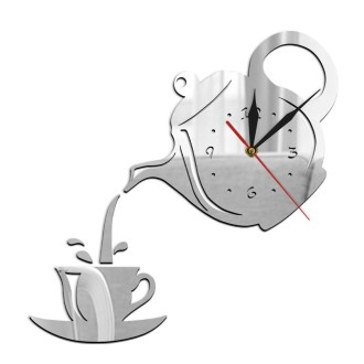 2 PCS Creative DIY Acrylic Coffee Cup Teapot 3D Wall Clock Decorative Kitchen Wall Clocks Living Room Dining Room Home Decor Clo