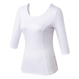 Back Cross Medium-length Sleeve Yoga Sportswear For Ladies (Color:White Size:S)