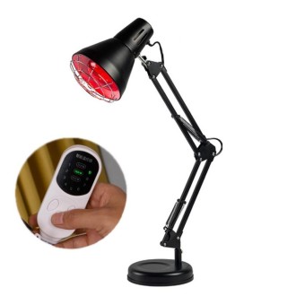 Household 150-watt Infrared Simple Physiotherapy Lamp With Metal Long Arm US Plug, Colour: Timing Temperature Adjustment (Black)