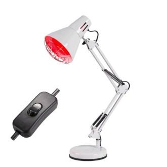 Household 150-watt Infrared Simple Physiotherapy Lamp With Metal Long Arm US Plug, Colour: Button Switch (White)