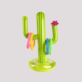 Inflatable Cactus Casting Ring Toys Children Water Ring Toys(Green)