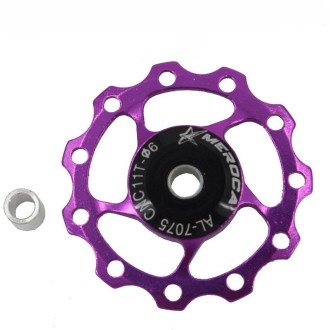 MEROCA Metal Bearings Mountain Bike Road Bike Rear Derailleur Guide Wheel 11T/13T Guide Wheel, Specification:11T, Color:Purple