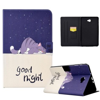 For Samsung Galaxy Tab A 10.1 T580 Electric Pressed TPU Smart Leather Tablet Case(Lazy Cat)