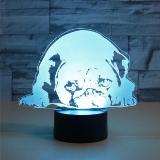 Prostrated Dog Shape 3D Colorful LED Vision Light Table Lamp, USB Touch Version