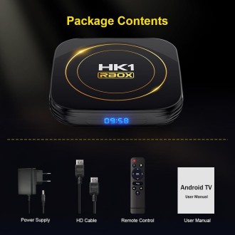 HK1 RBOX-H8S 4K Ultra HD Android 12.0 Smart TV Box with Remote Control, Allwinner H618 Quad-Core, 4GB+64GB(EU Plug)