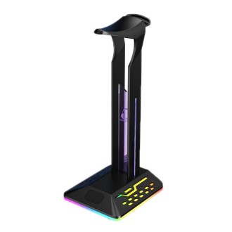 Dual USB RGB Color Changing Gaming Headset Stand(Black)