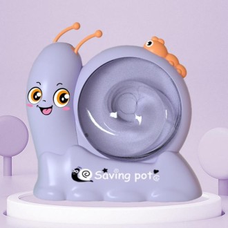 17 x 8 x 15.5cm Childrens Snail Rotating Coin Bank Cartoon Savings Jar Toys With Lights And Music(Purple)