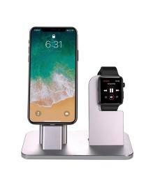 2 In 1 Aluminum Alloy Charging Dock Stand Holder Station, For Apple Watch Series 3 / 2 / 1 / 42mm / 38mm, iPhone X / 8 / 8 Plus 