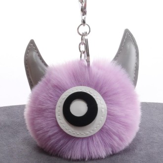 3 PCS Cartoon Croissant Hair Ball Keychain Pendant Bag Car Pendant(Violet)