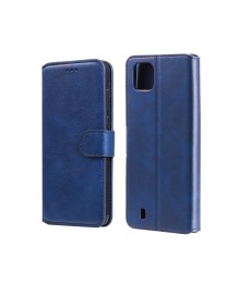 For OPPO Realme C20 Classic Calf Texture PU + TPU Horizontal Flip Leather Case with Holder & Card Slots & Wallet(Blue)