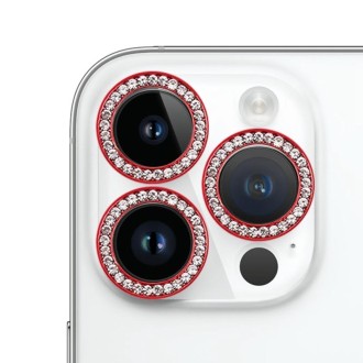 For iPhone 15 Pro Max / 15 Pro 9H Point Drill Camera Lens Protector Ring(Red)