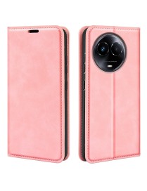 For Realme 11X Retro-skin Magnetic Suction Leather Phone Case(Pink)