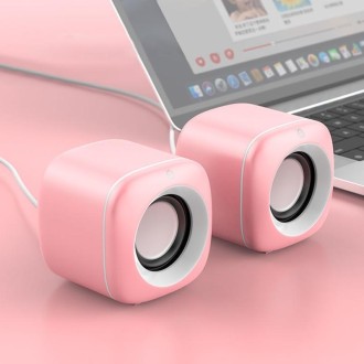 A1 USB Wire-controlled 9D Subwoofer Sound Mini Wired Speaker, Premium Version(Pink)