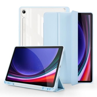 For Samsung Galaxy Tab S9 3-folding Acrylic Smart Leather Tablet Case(Ice Blue)