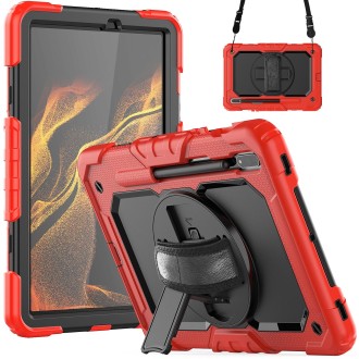 For Samsung Galaxy Tab S8 11 inch SM-X700 Silicone + PC Tablet Case(Red+Black)