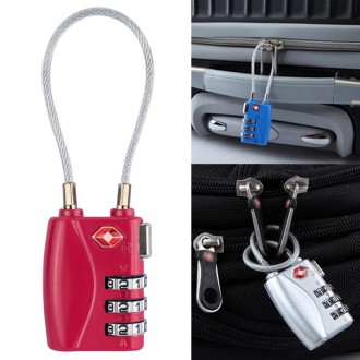 JASIT TSA719 Zinc Alloy 3-Digit Password TSA Lock Travel Luggage Padlock(Rose Red)