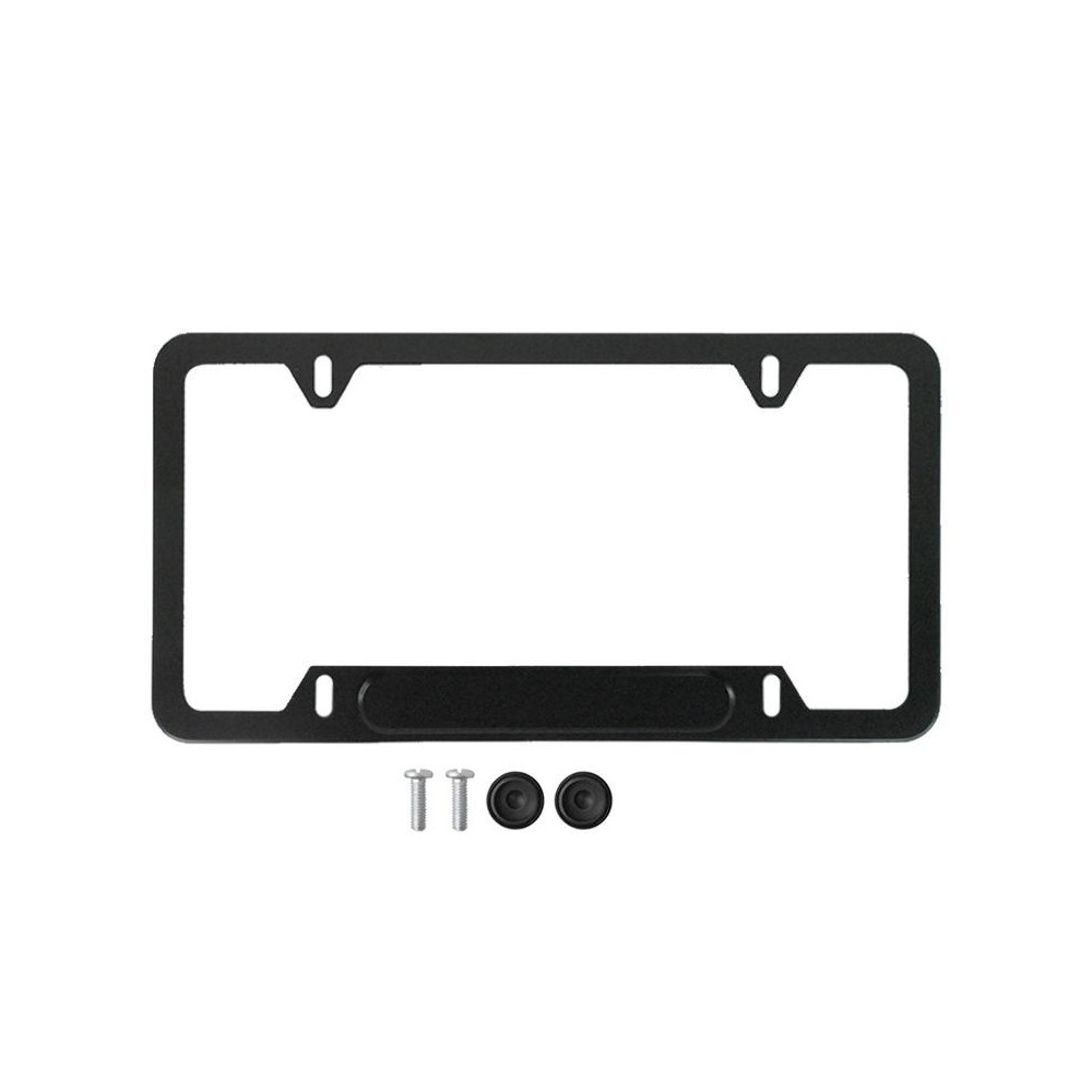 American Standard Aluminum Alloy License Plate Frame Including Accessories, Specification: 4 Holes Slotted Aluminum Black