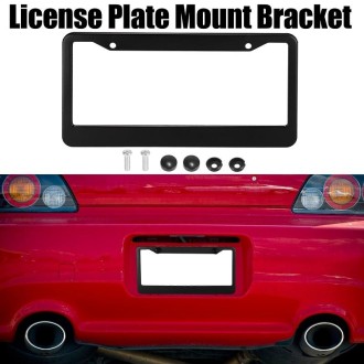 American Standard Aluminum Alloy License Plate Frame Including Accessories, Specification: 4 Holes Slotted Aluminum Black