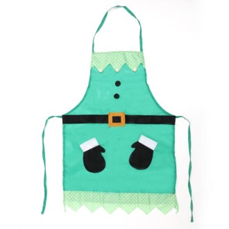 Christmas Cartoon Sleeveless Home Kitchen Apron Dust-proof and Anti-fouling Coveralls(Elf)