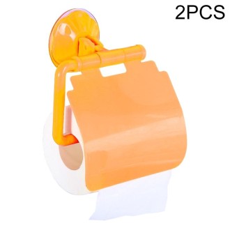 2 PCS Colorful Waterproof Plastic Toilet Bathroom Kitchen Wall Mounted Roll Paper Holder Carrier Home Decoration Tools(Orange)