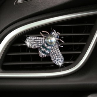 Pearl-encrusted Little Bee Car Air Conditioner Air Outlet Decoration Aromatherapy Clip, Color: 3