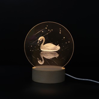 3D Atmosphere Decorative Light Acrylic Inner Carved LED Night Light Creative Girl Table Lamp(Swan)