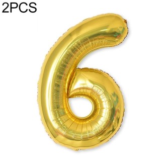 2 PCS 40 Inch Aluminium Foil Number Balloons Birthday Wedding Engagement Party Decor Kids Ball Supplies(6-Gold)