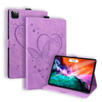 For iPad Pro 12.9 (2020) / (2021) Love Butterfly Pattern Horizontal Flip Leather Tablet Case with Holder & Sleep / Wake-up Funct