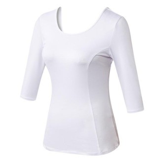 Back Cross Medium-length Sleeve Yoga Sportswear For Ladies (Color:White Size:XL)