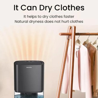 1L 36W Air Dehumidifier for Home Damp Drying Clothes with 7 colors Light EU Plug(Black)