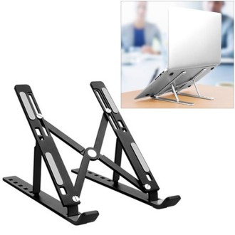 Aluminum Alloy Laptop Height Extender Holder Stand Folding Portable Computer Heat Dissipation Bracket, Size: 24x16.5x5.5cm(Black