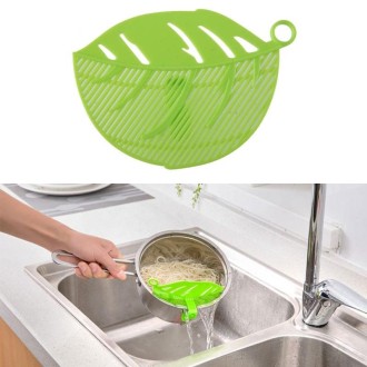 Leaf Shaped Rice Wash Gadget Noodles Beans Colanders Strainers Cleaning Tool, Size:10.5x14.5cm(Green)